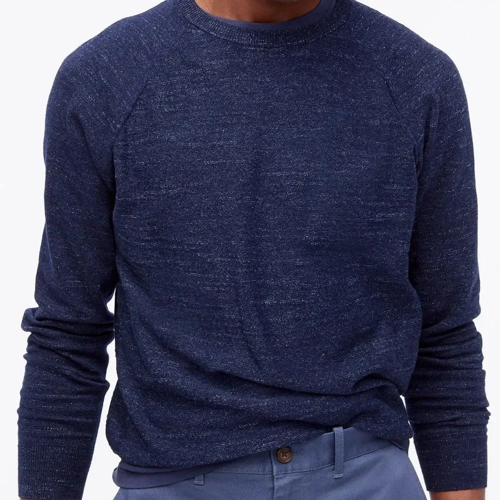 J. Crew Rugged Cotton Long Sleeve Sweater in Heathered Indigo